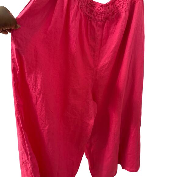 NWT $98 Anthropologie 3X Linen WideLeg Cropped Pants plus size - Picture 3 of 9